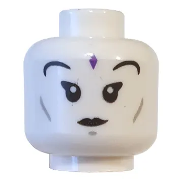 Minifig Head Princess Vania, Dark Purple Bindi, Eyelashes and Eyebrows, Open Mouth / Closed Mouth Print