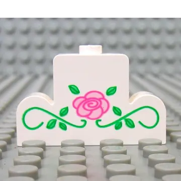 Brick Curved 1 x 4 x 2 Center Stud Top with Rose and Vines Print