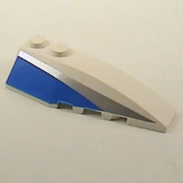Brick Wedged, Curved 6 x 2 Right with Blue and Silver Side Print