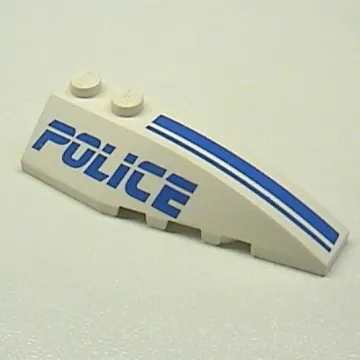 Brick Wedged, Curved 6 x 2 Right with 'POLICE', Blue Line Print