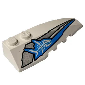 Brick Wedged, Curved 6 x 2 Right with Shark Skeleton Print