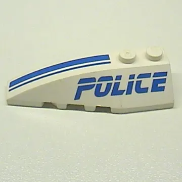 Brick Wedged, Curved 6 x 2 Left with 'Police', Blue Line Print