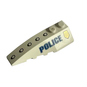 Brick Wedged, Curved 6 x 2 Left with 'POLICE' Print