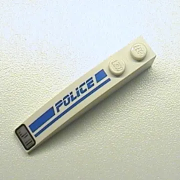 Brick Curved 6 x 1 with 'POLICE', Blue Line and Headlight Print Left