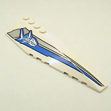 Brick Wedged, Curved 12 x 3 Right with Shark Skeleton and Blue and Silver Stripes Print