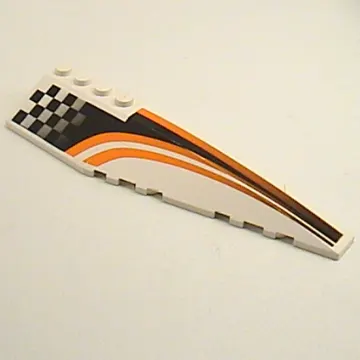 Brick Wedged, Curved 12 x 3 Right with Black and Orange Checkered / Striped Race Print