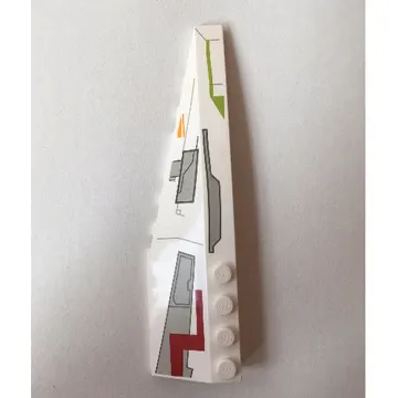 Brick Wedged, Curved 12 x 3 Left with Gray Panels & Lime, Orange, and Dark Red Markings Print