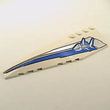 Brick Wedged, Curved 12 x 3 Left with Shark Skeleton and Blue and Silver Stripes Print