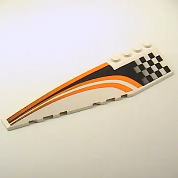 Brick Wedged, Curved 12 x 3 Left with Black and Orange Checkered / Striped Race Print