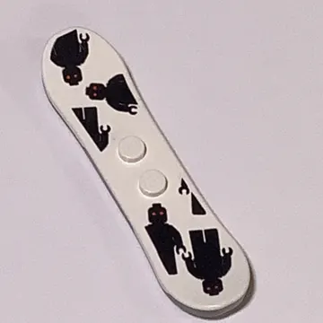 Sports Snowboard with Black Minifigs Print, Dark Gray Bottom
