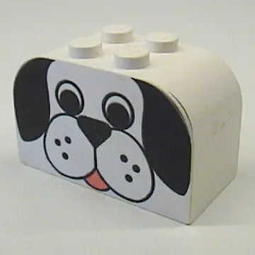 Brick Curved 2 x 4 x 2 Double with Dog Face Print