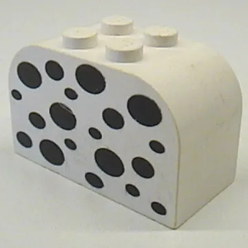 Brick Curved 2 x 4 x 2 Double with Black Spots Print