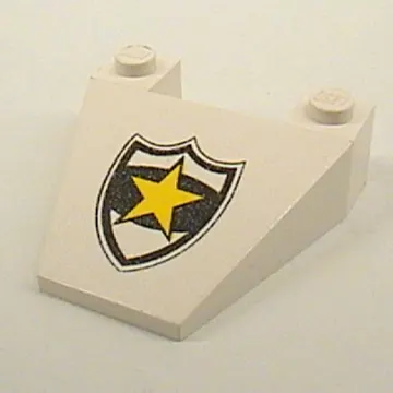 Brick Wedged, Sloped 4 x 4 Taper with Police Yellow Star Badge Print