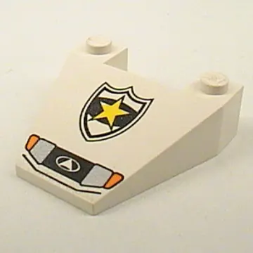 Brick Wedged, Sloped 4 x 4 Taper with Police Yellow Star Badge and Headlights Print
