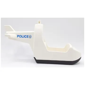 Duplo Helicopter Body without Skids, with Black Base and Blue 'POLICE' and Badge Print