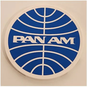 Tile Round 6 x 6 with Blue 'PAN AM' logo print
