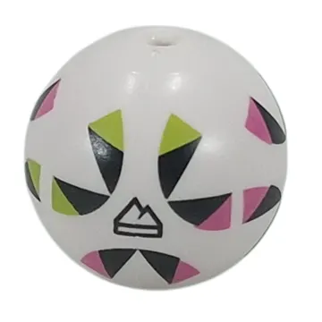 Minifig Head Special, Sphere Football with Black/Lime/Dark Pink Shapes, Black Mountain Peaks print