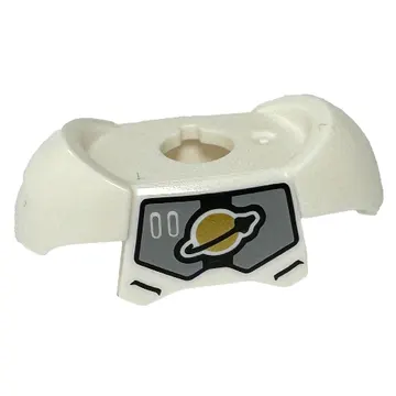 Minifig Neckwear Armor Shoulder Pads with Classic Space Logo, Sand Blue Armor, '00' print