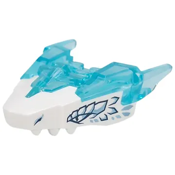 Creature Body Part, Dragon Head with Trans-Light Blue Horns Pattern, Dark Blue/Sand Blue Eye, Scales print