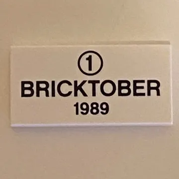Tile 2 x 4 with '1' in Circle, 'BRICKTOBER 1989' print