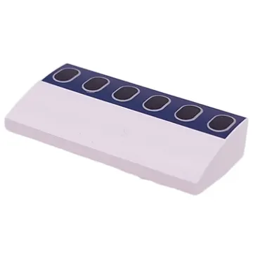 Brick Curved 2 x 4 x 2/3 No Studs with Dark Blue Stripes, Black Airplane Windows print