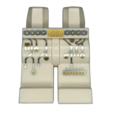 Hips and White Legs with Pearl Dark Grey/Gold Belt, Silver Circuitry print