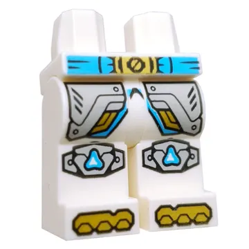 Hips and White Legs with Medium Azure Belt, Gold Belt Buckle, Toes, Silver Robe Ends, Knee Pads print