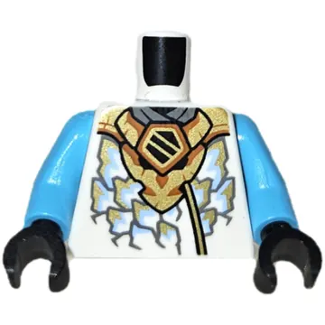 Torso, Ninja Robe Gold/Medium Azure Scales, Gold Dragon print, Dark Azure Arms, Black Hands