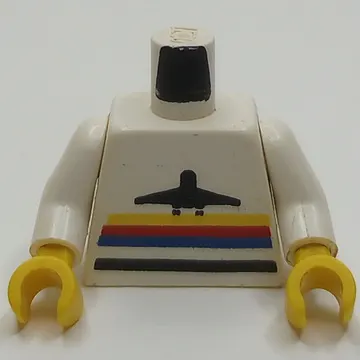 Torso Airplane Logo with Stripes Print, White Arms, Yellow Hands