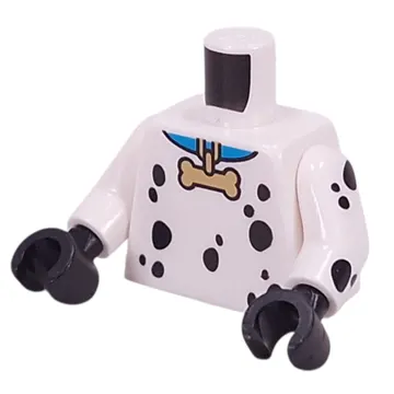 Torso, Black Dalmatian Spots, Blue Collar, Gold Bone Pendant print, White Arms, Black Hands