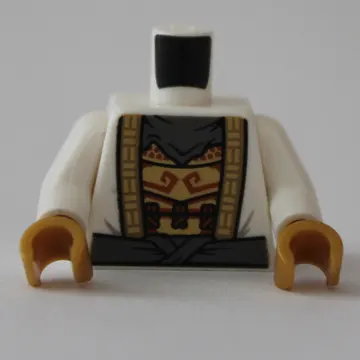 Torso Robe, Gold Trim, Open Over Ornate Undershirt, Dark Bluish Gray Belt print, White Arms, Pearl Gold Hands