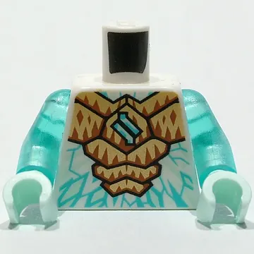Torso Armor, Gold and Orange Plates, Dark Turquoise Ice Markings print, Trans-Light Blue Arms, Light Aqua Hands