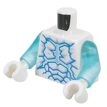 Torso, Dark Azure Ice Crystal Patterns print, Trans-Light Blue Arms, White Hands
