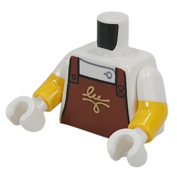 Torso, Dual Molded Arms with Reddish Brown Apron, Gold Scribbling print, White Sleeves Pattern, Yellow Arms, White Hands