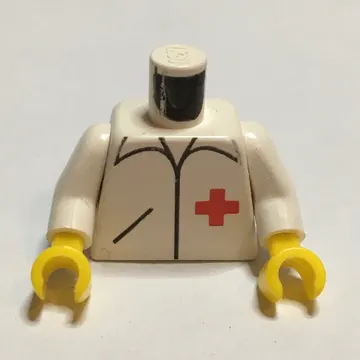 Torso Shirt with Red Cross and Pocket Print, White Arms, Yellow Hands