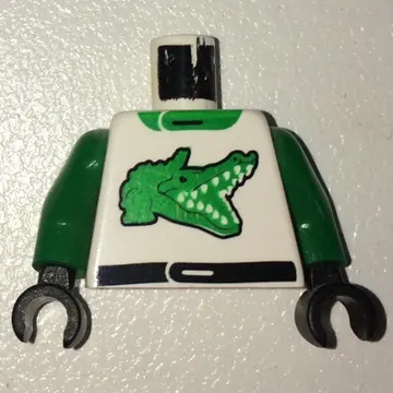 Torso Race Jacket with Alligator Green Print, Green Arms, Black Hands