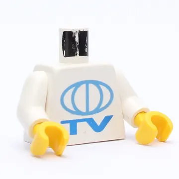 Torso TV Globe Big / Lego Soccer Logo on Back Print, White Arms, Yellow Hands