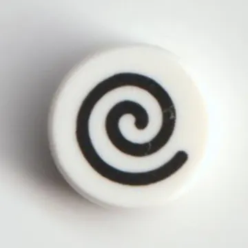 Tile Round 1 x 1 with Black Swirl print