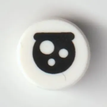 Tile Round 1 x 1 with Eye, Eyebrow, White Circles print