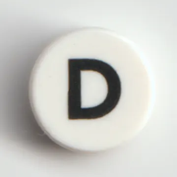 Tile Round 1 x 1 with Black 'D' print