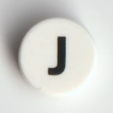 Tile Round 1 x 1 with Black 'J' print