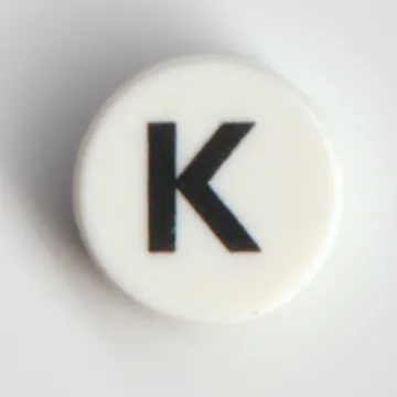 Tile Round 1 x 1 with Black 'K' print