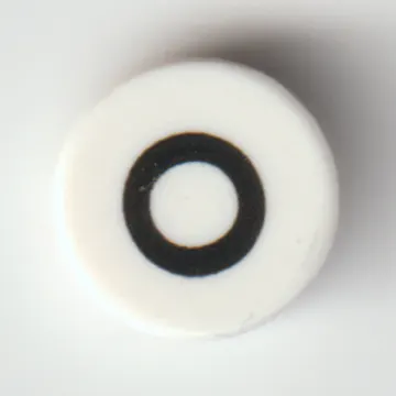 Tile Round 1 x 1 with Black 'O' print