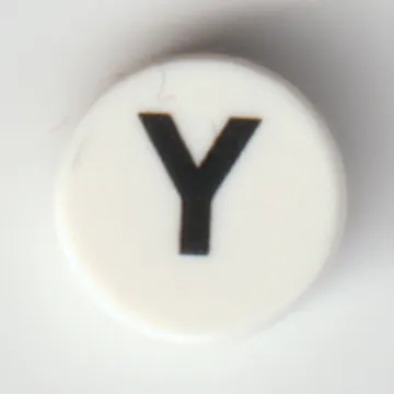 Tile Round 1 x 1 with Black 'Y' print