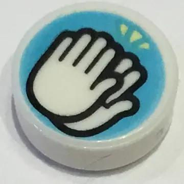 Tile Round 1 x 1 with Clapping Hands on Medium Azure Background print