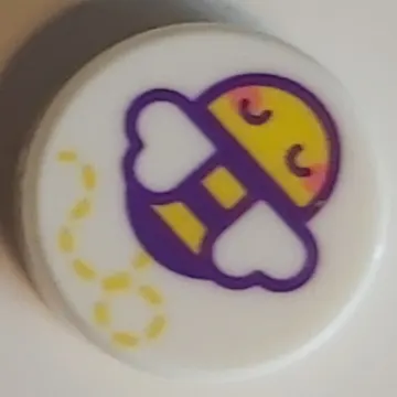 Tile Round 1 x 1 with Bee, Dark Purple Hearts for Wings print