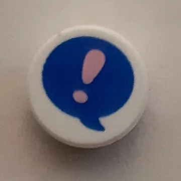 Tile Round 1 x 1 with Bright Pink Exclamation Mark in Dark Azure Speech Bubble print