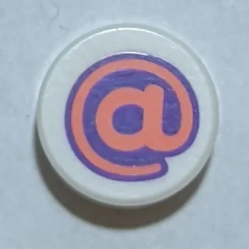 Tile Round 1 x 1 with Bright Pink '@' on Dark Purple Background print