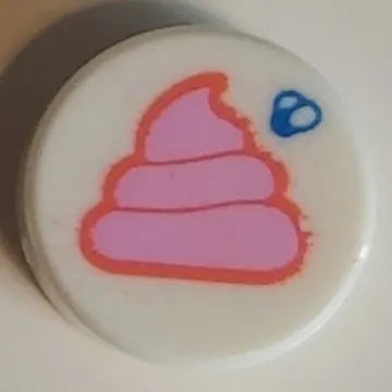 Tile Round 1 x 1 with Bright Pink Poop-Emotion print