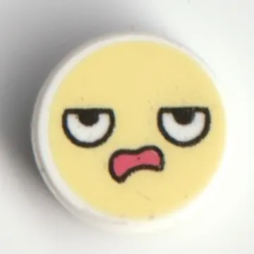 Tile Round 1 x 1 with Smiley, Annoyed/Angry Face print